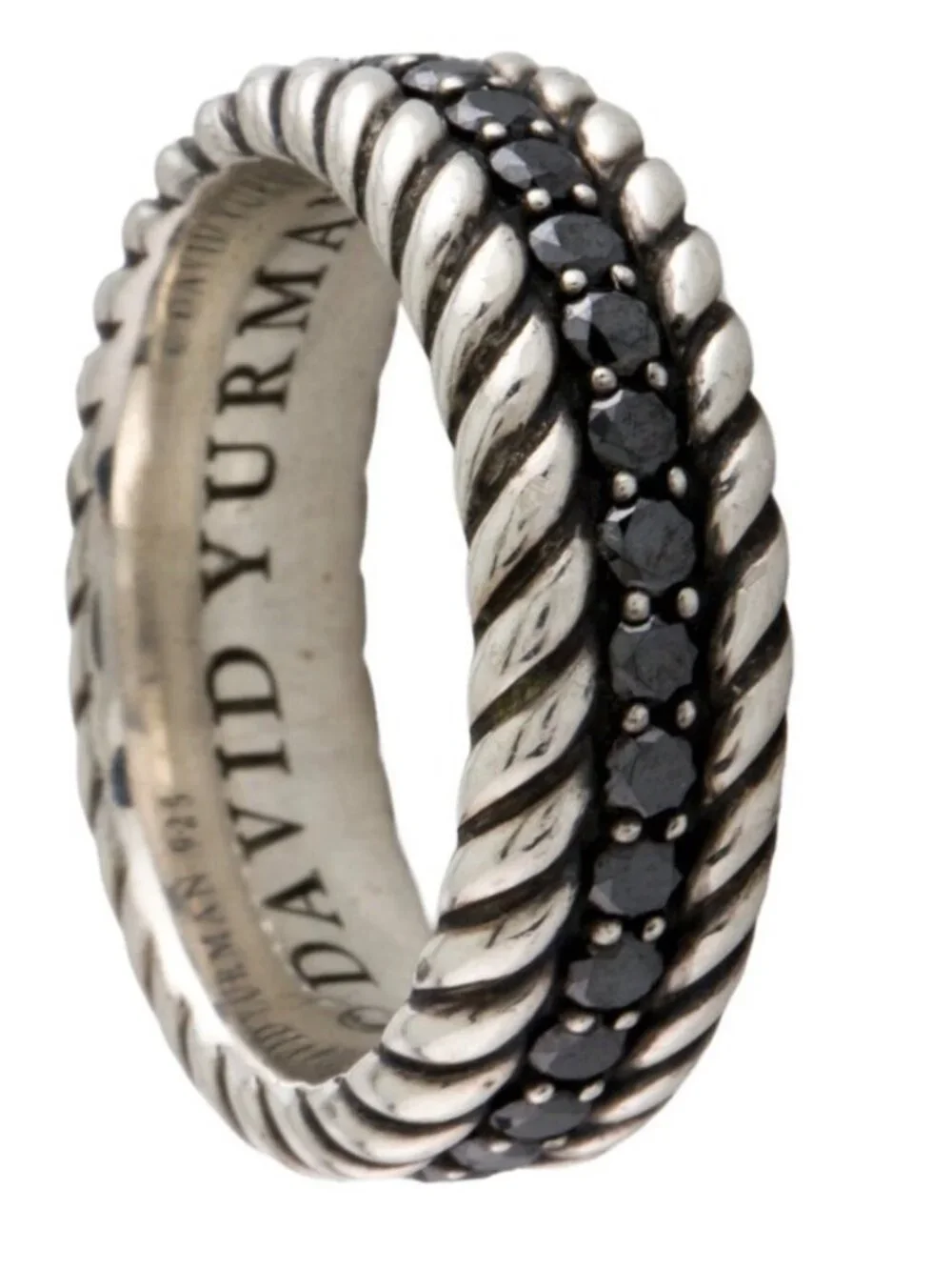 DAVID YURMAN STERLING SILVER 925 DIAMOND CABLE ETERNITY BAND RING